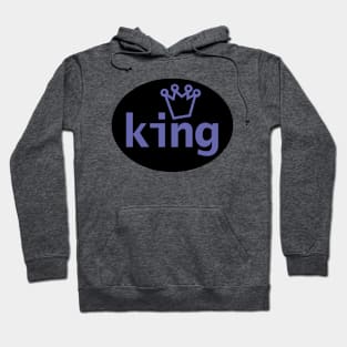 Periwinkle King and Crown on Black Oval Hoodie